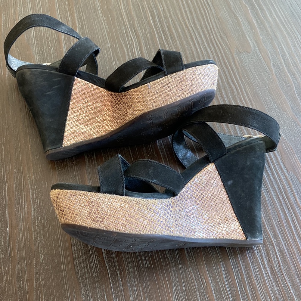 UGG ladies platform shoes in size 8.  Suede with wraparound ankle straps.
